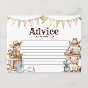 Carte D'accompagnement Conseil sur le Baby shower sauvage de Little Cowbo