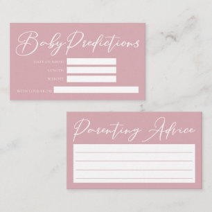 Carte D'accompagnement Conseil sur les prévisions de Baby shower rose Dus