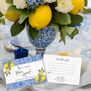 Carte D'accompagnement Conseil Wedding shower Squeeze Lemon Blue Tile