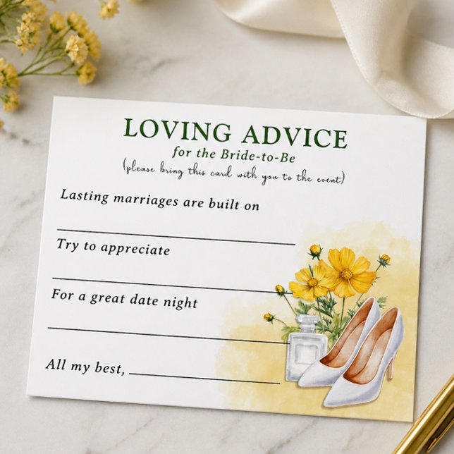 Carte D'accompagnement Conseils affectueux pour un mariage - Fleurs jaune (Créateur téléchargé)