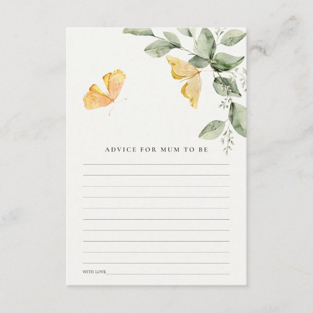 Carte D'accompagnement Conseils aux papillons de feuillage mignon pour ma (Devant)