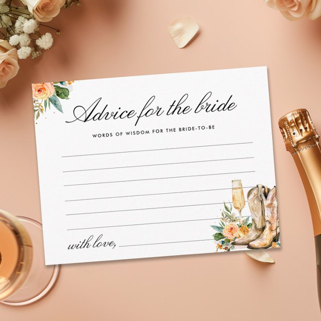 Carte D'accompagnement Conseils Boots et Bubbly Fête des mariées occident (Créateur téléchargé)