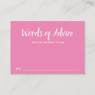 Carte D'accompagnement Conseils de Baby Shower Fille Typographie Rose