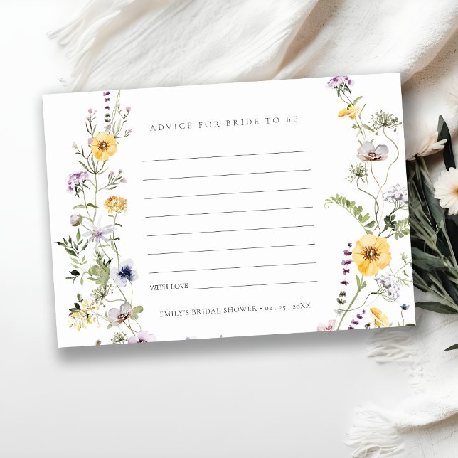 Carte D'accompagnement Conseils de Fleur Sauvage Jaune pour Mariée Enterr (Créateur téléchargé)