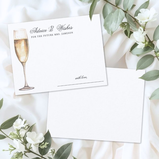 Carte D'accompagnement Conseils de mariage élégants pour une douche de ch (Elegant Champagne Bridal Shower Advice Enclosure Card)