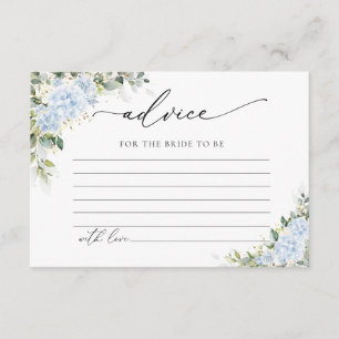 Carte D'accompagnement Conseils de mariage floraux d'hortensia bleue