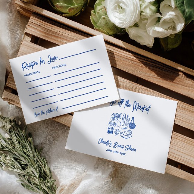 Carte D'accompagnement Conseils de recette pour une douche de mariée Fres (Fresh Off The Market Bridal Shower Recipe Advice Enclosure Card)