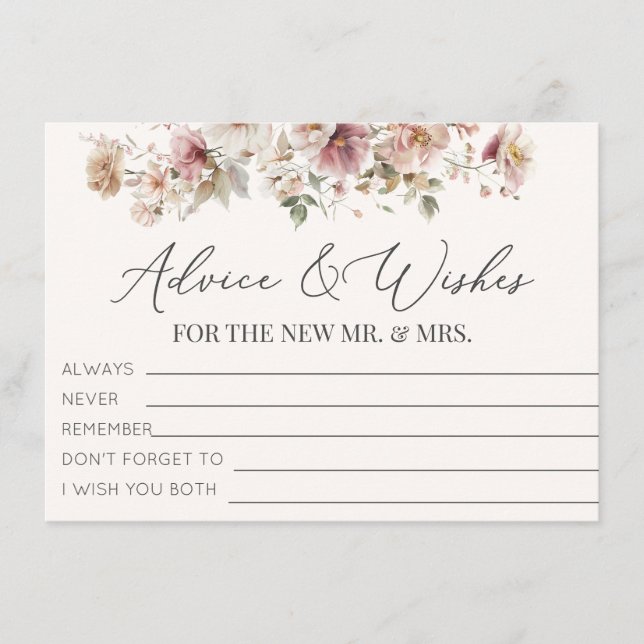 Carte D'accompagnement Conseils et souhaits de Fête des mariées fleur sau (Devant)