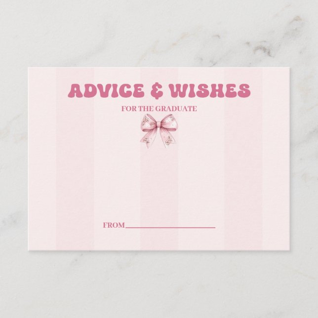 Carte D'accompagnement Conseils et Whiss de la fête de graduation Blush B (Devant)
