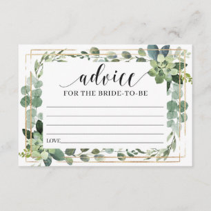 Carte D'accompagnement Conseils floraux succulents pour la mariée