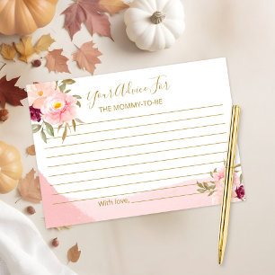 Carte D'accompagnement Conseils pour Baby Shower Fleurie Aquarelle Rose P