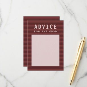 Carte D'accompagnement Conseils pour le diplômé moderne marron rayures sp