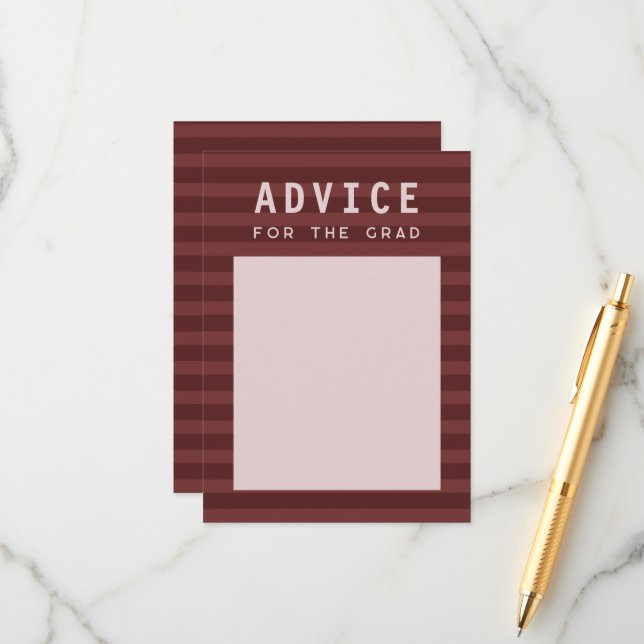 Carte D'accompagnement Conseils pour le diplômé moderne marron rayures sp (Devant/Arrière en situation)