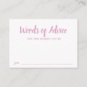 Carte D'accompagnement Conseils pour une Baby Shower Fille avec Typograph