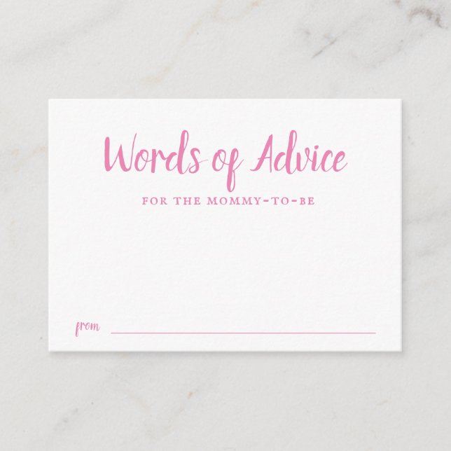Carte D'accompagnement Conseils pour une Baby Shower Fille avec Typograph (Devant)