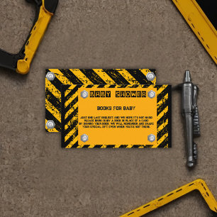 Carte D'accompagnement Construction Baby shower jaune et noir
