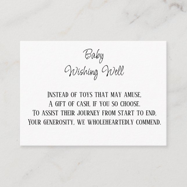 Carte D'accompagnement Contribution Monétaire Bébé Wishing well (Devant)