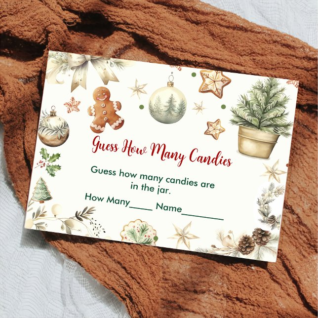 Carte D'accompagnement Cookies de Noël Père Noël Devinez combien de bonbo (Créateur téléchargé)