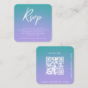 Carte D'accompagnement Cool de mariage gris vert pourpre Code RSVP QR