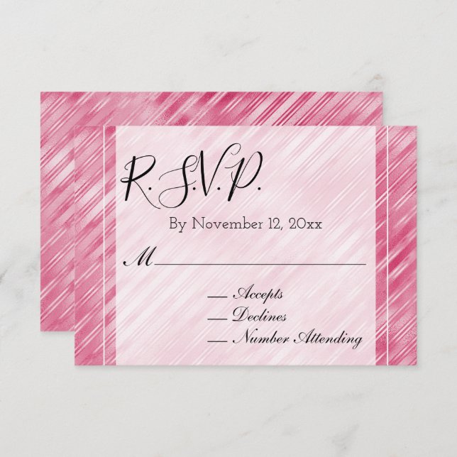 Carte D'accompagnement Cool rose glam rayures mariage RSVP (Devant / Derrière)