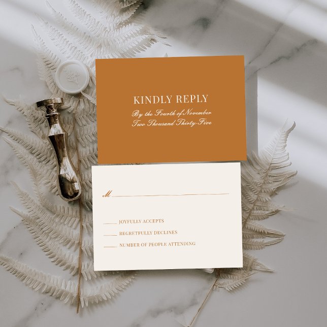 Carte D'accompagnement Copper Light Brown Old Money Wedding Mail In RSVP (Créateur téléchargé)