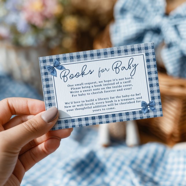 Carte D'accompagnement Coquette Bow Blue Jeans Denim Books Baby shower (Coquette Bow Blue Jeans Denim Books Baby Shower Enclosure Card)