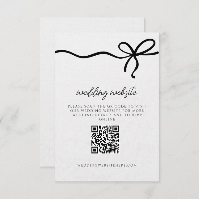 Carte D'accompagnement Coquette Bow Détails du Mariage officiel QR Code (Devant / Derrière)