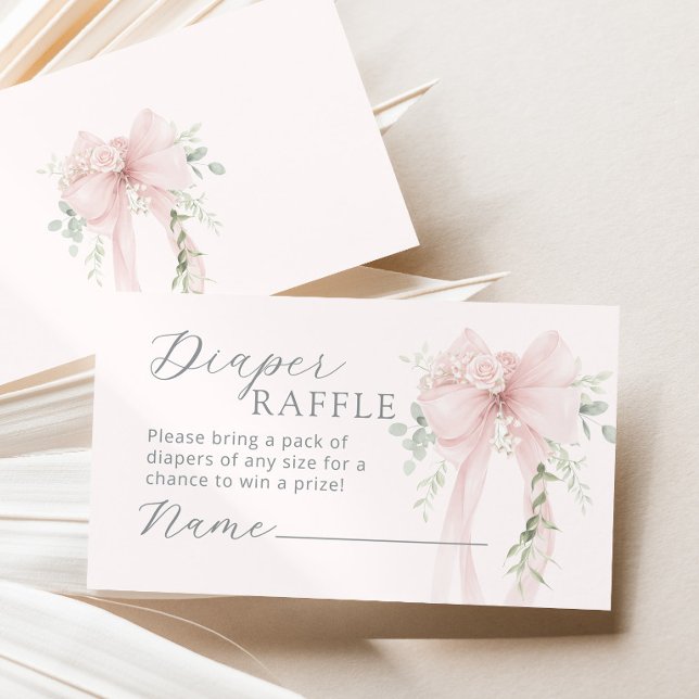 Carte D'accompagnement Coquette Bow Greenery Diaper raffle (Créateur téléchargé)
