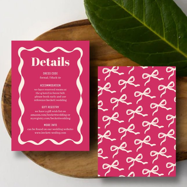 Carte D'accompagnement Coquette Bow Retro Mariage Détail (Créateur téléchargé)