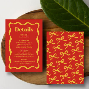 Carte D'accompagnement Coquette Bow Retro Mariage Détail