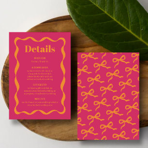 Carte D'accompagnement Coquette Bow Retro Mariage Détail