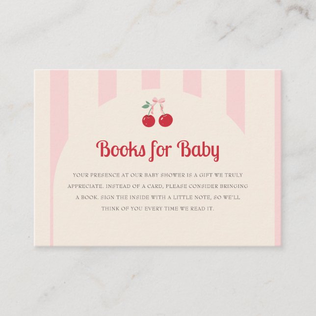 Carte D'accompagnement Coquette Cherry sur le Baby shower supérieur Livre (Devant)