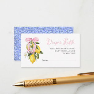 Carte D'accompagnement Coquette citron rose Bow baby shower Déchets Raffi