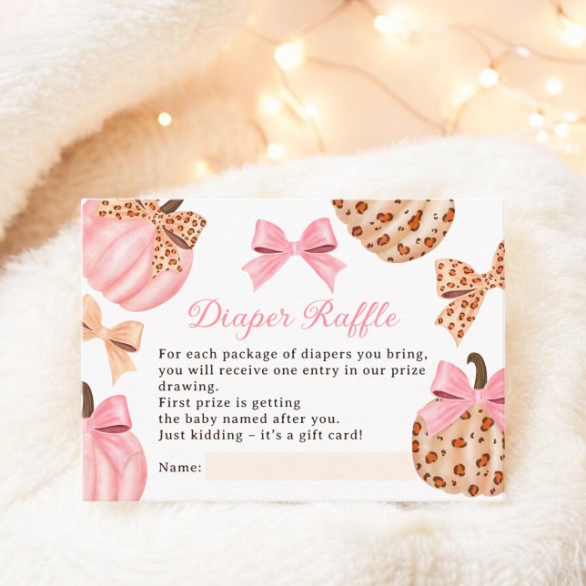 Carte D'accompagnement Coquette Citrouille rose Bow Baby Diaper Raffle (Coquette Pink Pumpkin Bow Baby Diaper Raffle Enclosure Card)