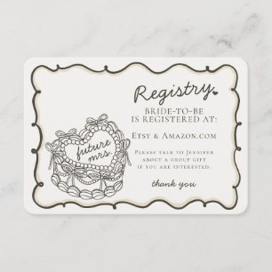 Carte D'accompagnement Coquette Coeur Beige Retro Registre de gâteau Inse