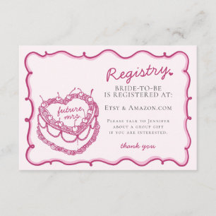 Carte D'accompagnement Coquette Coeur rose Registre de gâteau de cerise I