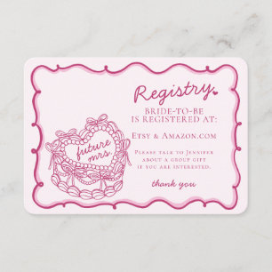 Carte D'accompagnement Coquette Coeur rose Retro Registre de gâteau Inser