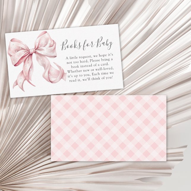 Carte D'accompagnement Coquette Pink Bow Pearl Baby shower Livres pour bé (Créateur téléchargé)