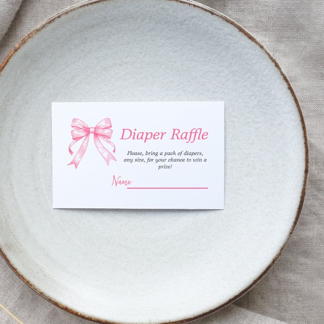 Carte D'accompagnement Coquette Pink Bow Retro fille Baby shower couche (Créateur téléchargé)