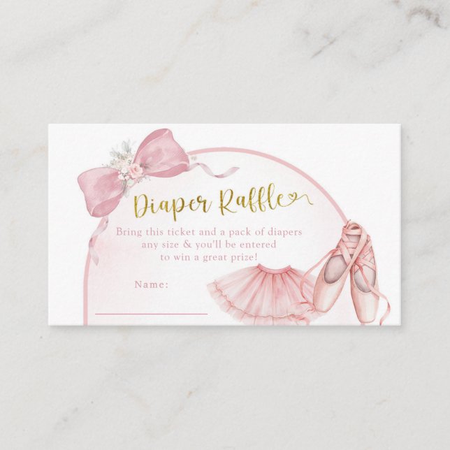 Carte D'accompagnement Coquette rose Ballerina Baby shower Déchets Raffle (Devant)