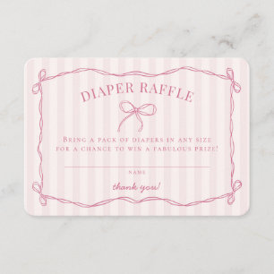 Carte D'accompagnement Coquette Rose Bow Pastel Baby shower Déchets Raffi