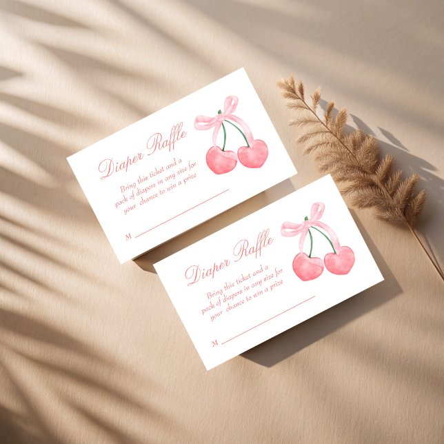 Carte D'accompagnement Coquette rose cerise baby shower tombole de couche (Cherry pink coquette baby shower diaper raffle enclosure cards raffle tickets)