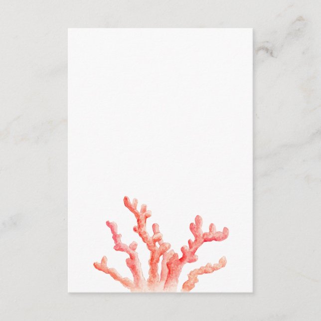 Carte D'accompagnement Corail aquarelle mariage un côté art (Devant)