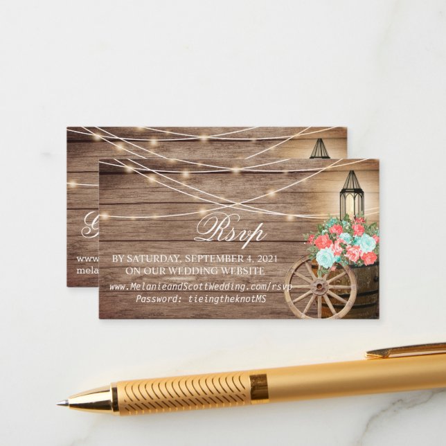 Carte D'accompagnement Corail et Rsvp Turquoise et Registre 2 - Site Web  (Devant/Arrière en situation)