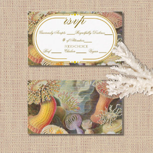 Carte D'accompagnement Corail Récif Ton Doré Vintage Mariage RSVP