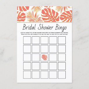 Carte D'accompagnement Corail tropical feuille nuptiale jeu de bingo