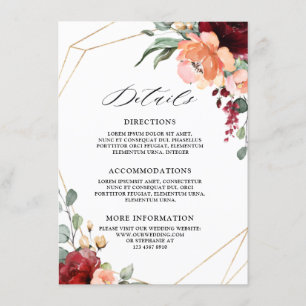 Carte D'accompagnement Coral de Bourgogne Orange Eucalyptus Détails du Ma
