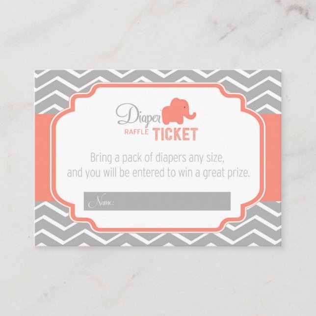 Carte D'accompagnement Coral Grey Chevron Baby shower Déchets Raffin (Devant)