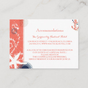 Carte D'accompagnement Coral & Marine Mariage nautique Hébergements