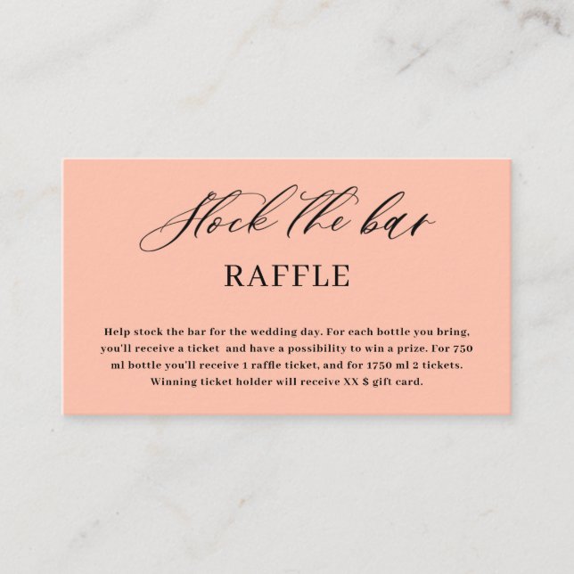 Carte D'accompagnement Coral Peach Pastel Stock the bar Bridal Shower  (Devant)